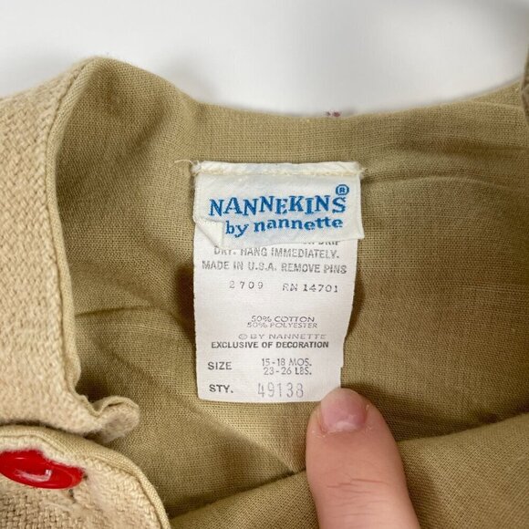 Nannekins Vintage Romper Overall Peanut Bag Embroidered Elephant 15-18 months - Picture 9 of 11